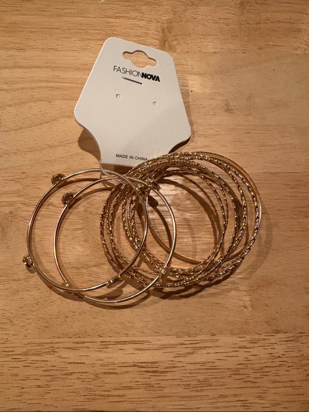 Fashion Nova Gold Tone Mixed Bangle Bracelet Set